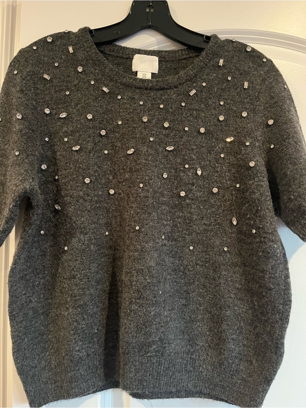 Embellished Charcoal Gray Women's Sweater